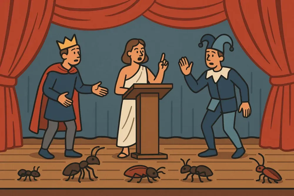 A Theater Production while Bugs Walk Around